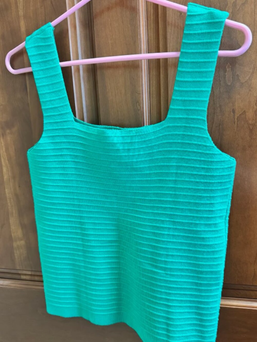 Green Square Neck Tank Top, Size M